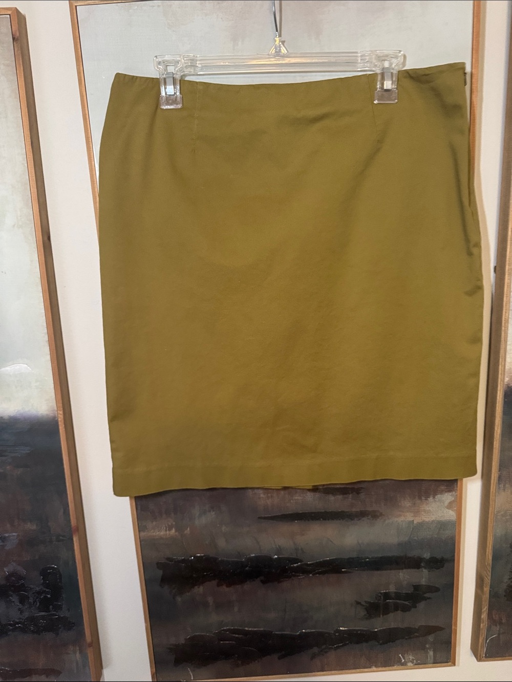 J. Jill Olive Green Women's Knee Length Pencil Skirt with Side Zipper Size 12